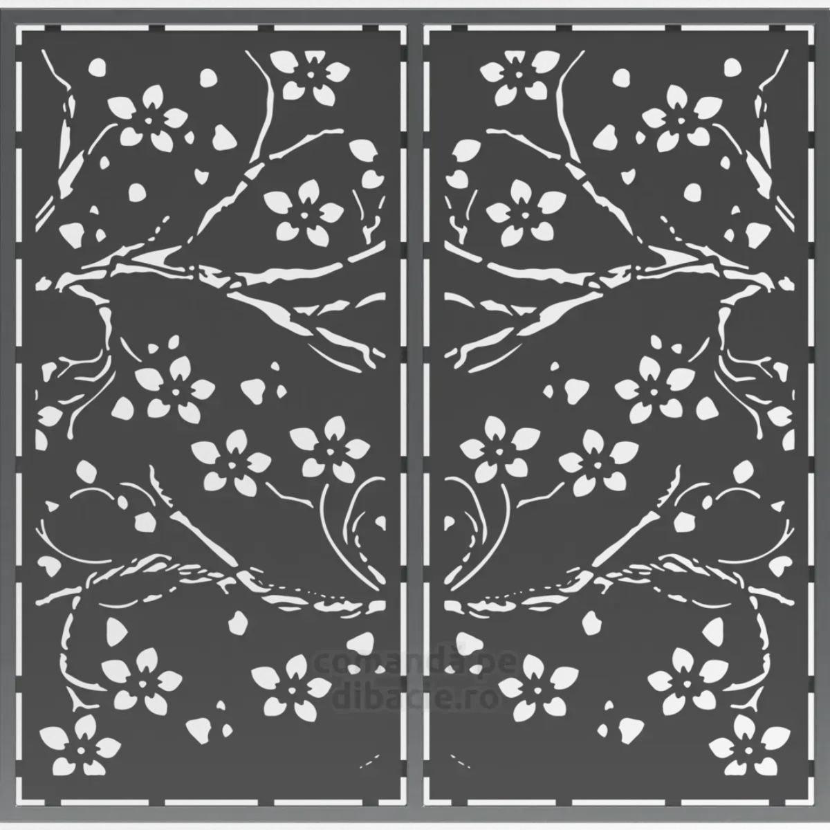 Panou poarta si gard metalic - Flori de ciresi