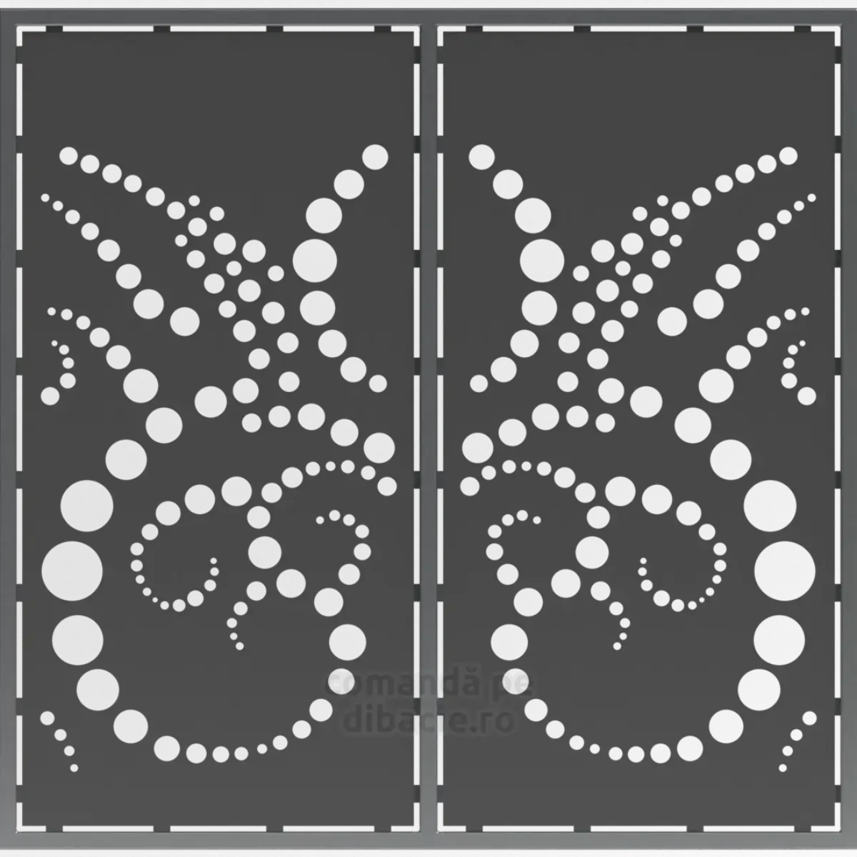 Panou poarta si gard metalic - Fluture cu perle